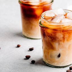 Almond Milk Cold Brew Coffee Latte in glass jars